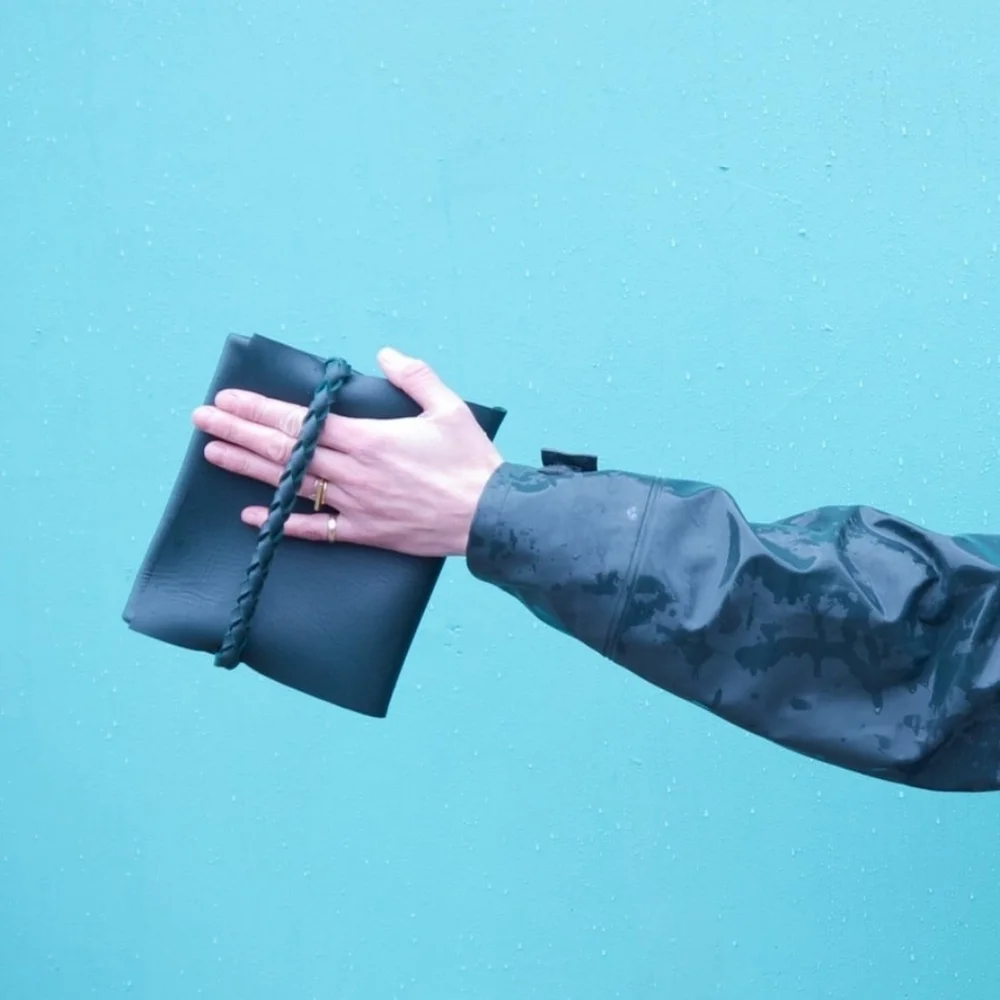 ARA‎ Small Foldover Clutch in Cobalt of Full Grain Cowhide.  New With Tag…
